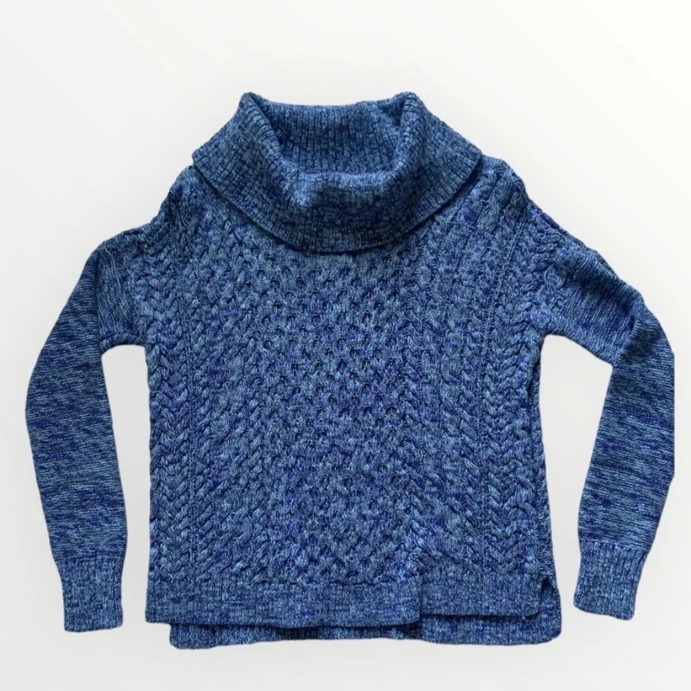 American Eagle Outfitters Heather Blue Knit Cowl Neck Sweater in M
